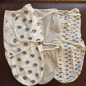 Touched By Nature Baby Swaddle Blanket Set - Blue, White, And Gray